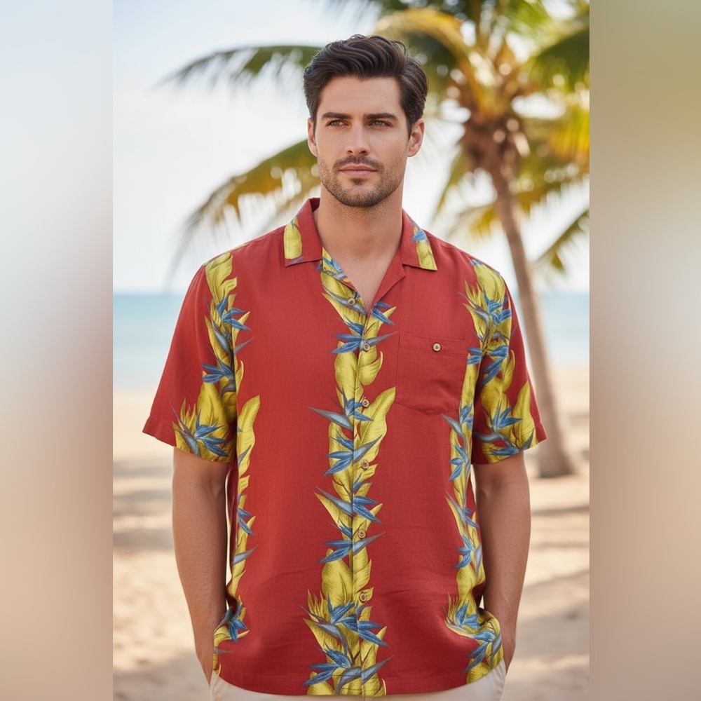 Vintage Rayon Hawaiian Shirt Tropical Floral Pleasure Shirt Rene Margo Summer M
